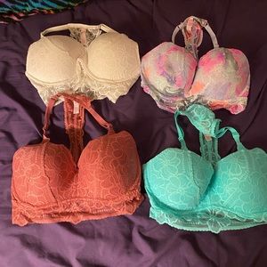 RESERVED - VS Pink Lace Racerback Push-up Bralettes